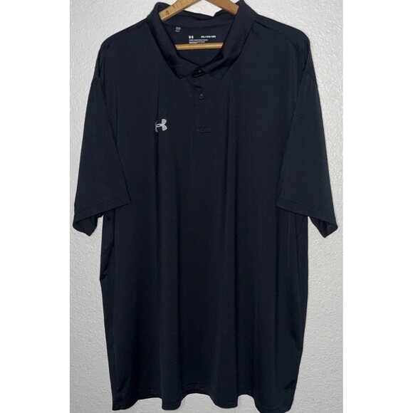 Under Armour Polo Shirt Men's Size 4XL Black Heatgear Loose Fit Short Sleeve - Picture 1 of 8